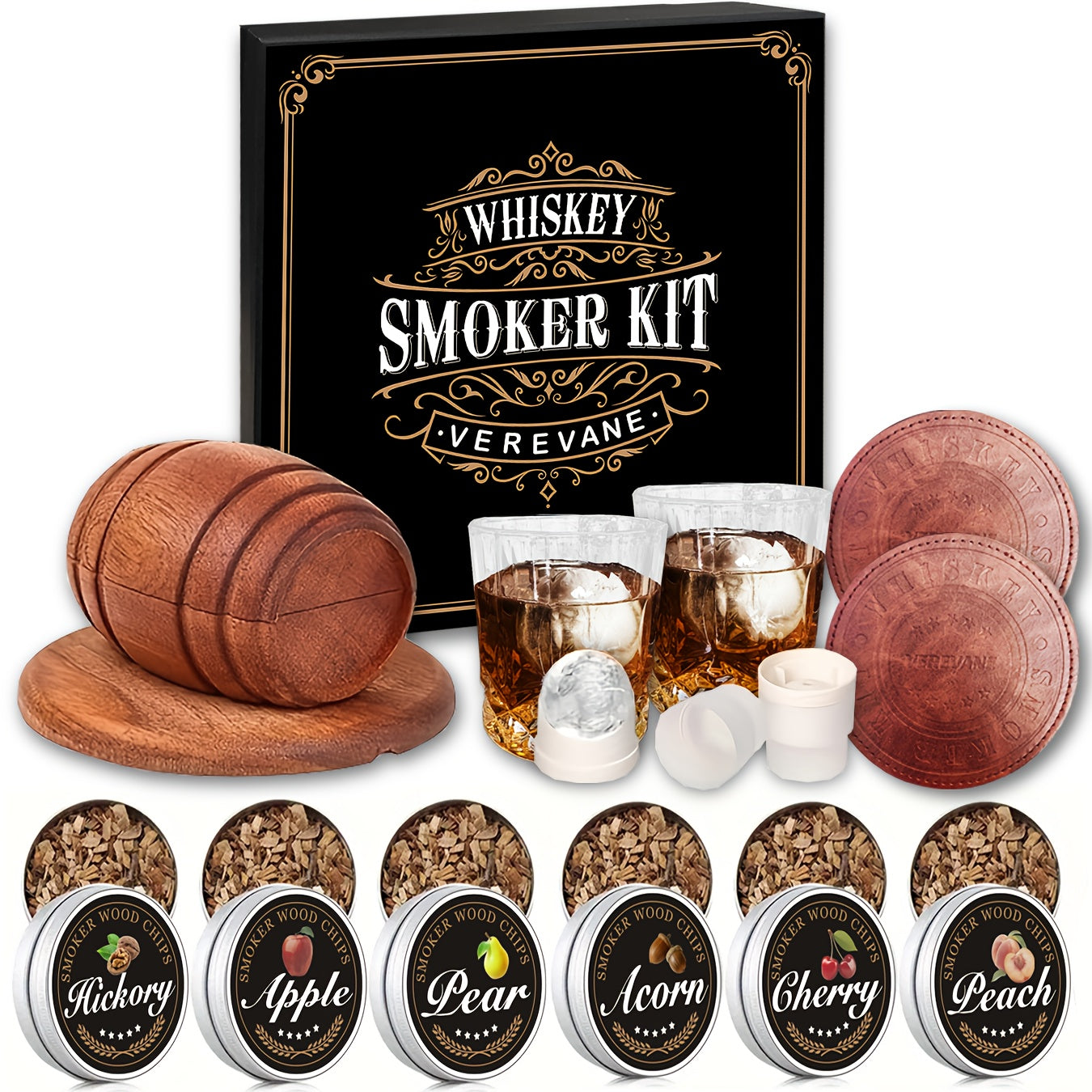 Whiskey Smoker Kit with 6 Wood Flavors & Accessories-0