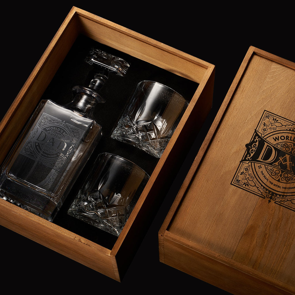 Gift for Dad Whiskey Decanter Gift Set | 730mL Decanter 2 Whiskey Glass | Father's Day, Birthday, Housewarming Gift for Your Loved One, Men, Dad, Him, Beautiful Wooden Gift Box-4
