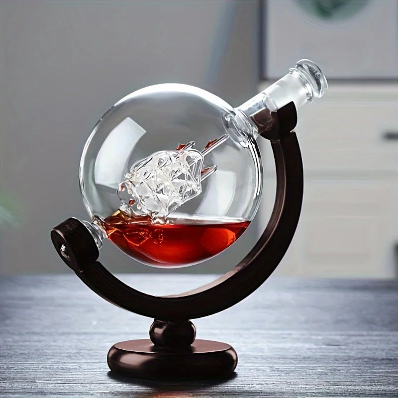 NNEOBA Globe Whiskey Decanter Set Lead-Free Glass Carafe-2