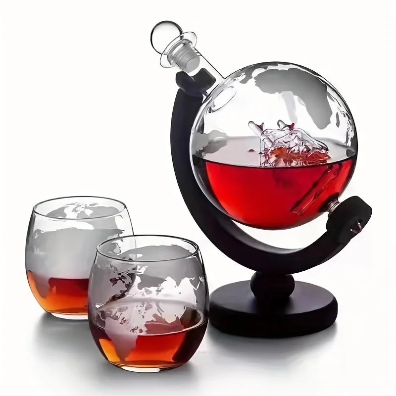 NNEOBA Globe Whiskey Decanter Set Lead-Free Glass Carafe-0