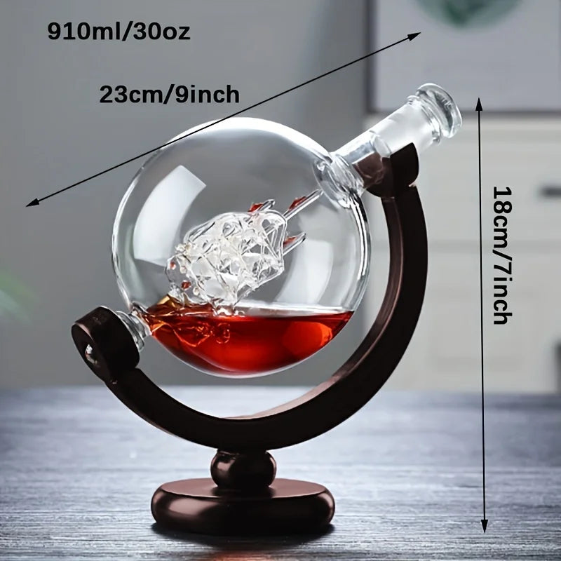 NNEOBA Globe Whiskey Decanter Set Lead-Free Glass Carafe-3
